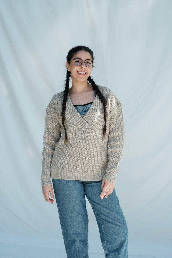 Item #206 - PAULETTE Merino Wool Sweater - Beige