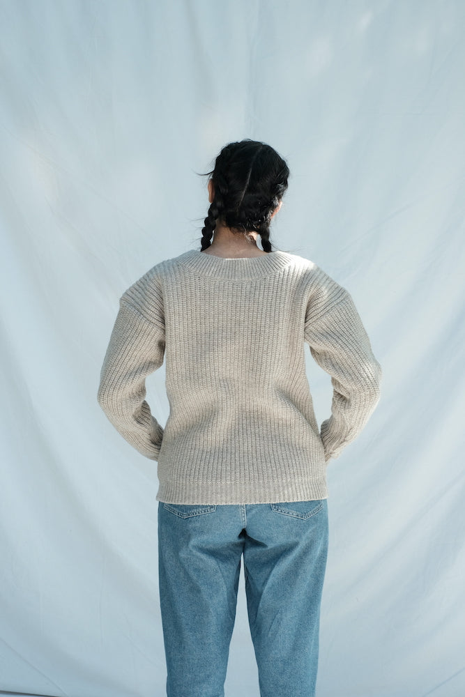 Item #206 - PAULETTE Merino Wool Sweater - Beige