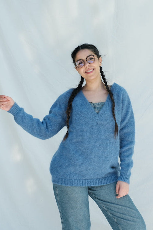 Article #218 - Pull en laine mohair BARBARA - Bleu clair