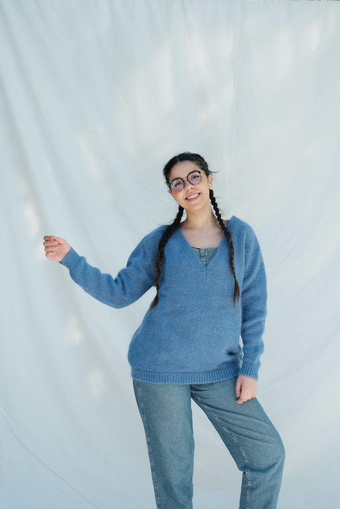 Item #218 - BARBARA Mohair Wool Sweater - Light blue