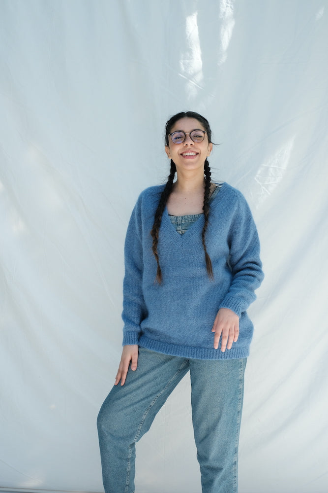 Item #218 - BARBARA Mohair Wool Sweater - Light blue