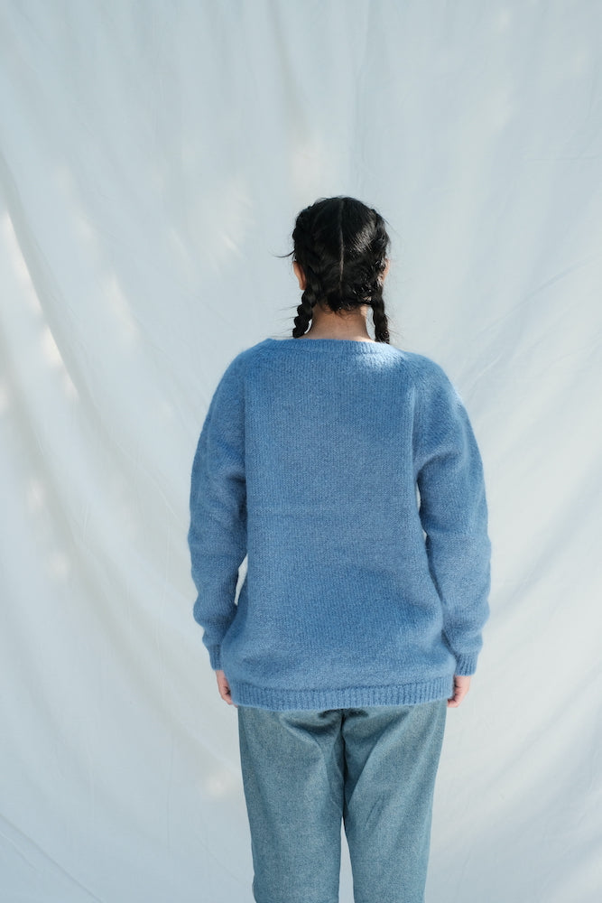 Item #218 - BARBARA Mohair Wool Sweater - Light blue