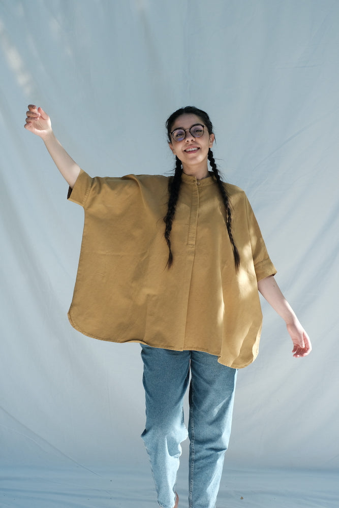 Item #228 - CLARA Hemp Blouse - Mustard