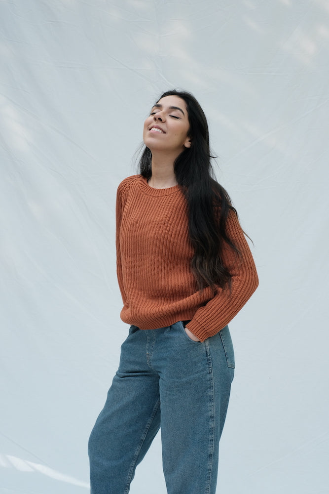Item #67 - BRIGITTE Sweater in Organic Cotton - Earth Red