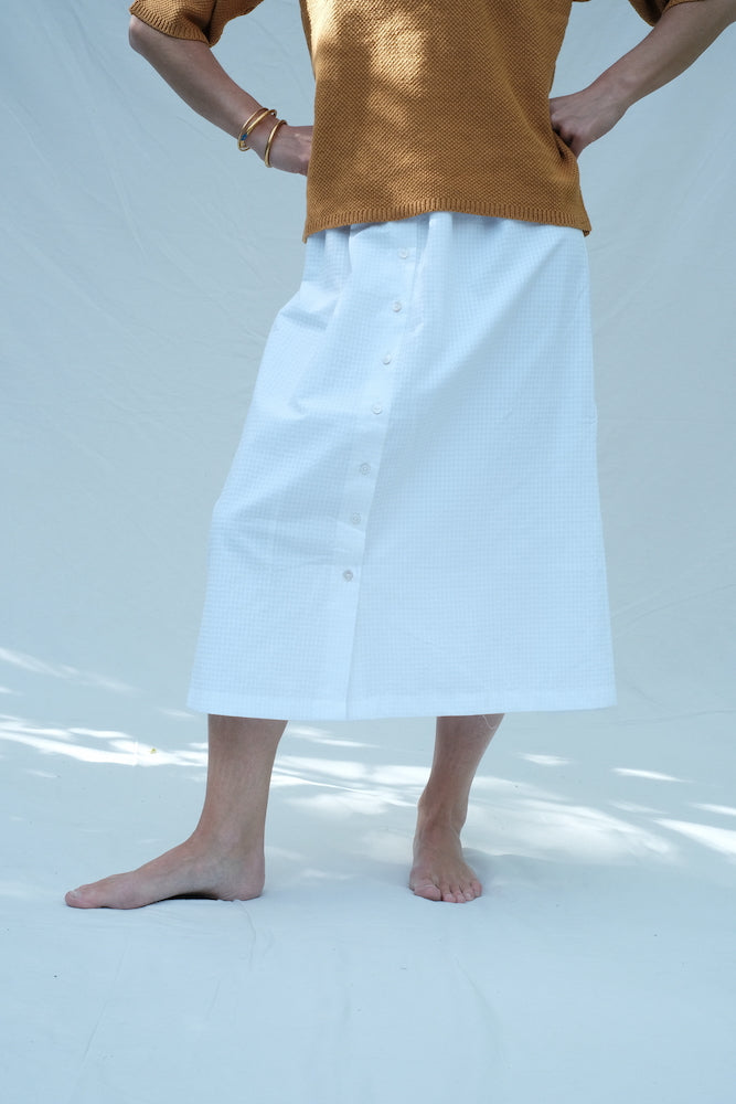 Item #167 - EUGENIE Linen Skirt- Off-White