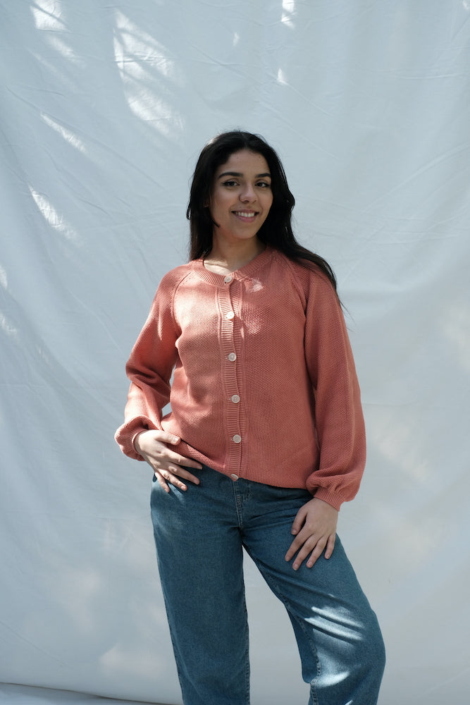 Item #61 - GABY Tie & Dye Cotton Cardigan - Coral