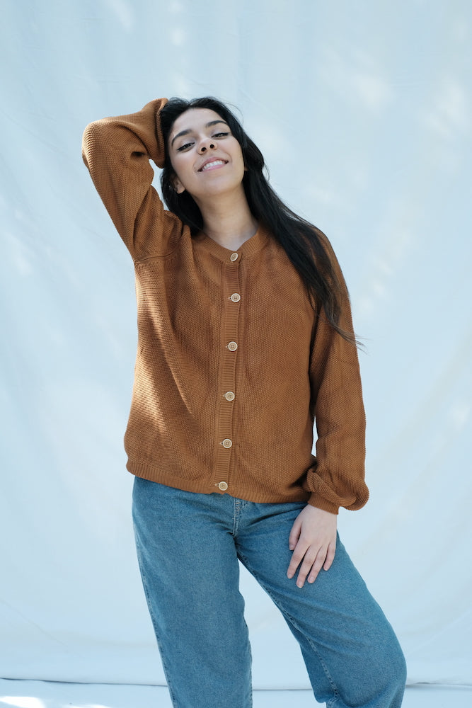 Item #60 - GABY Tie & Dye Cotton Cardigan - Brown