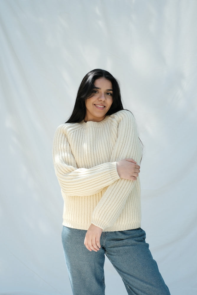 Item #107 - JOHNNY Sweater in Merino Wool - Off-White