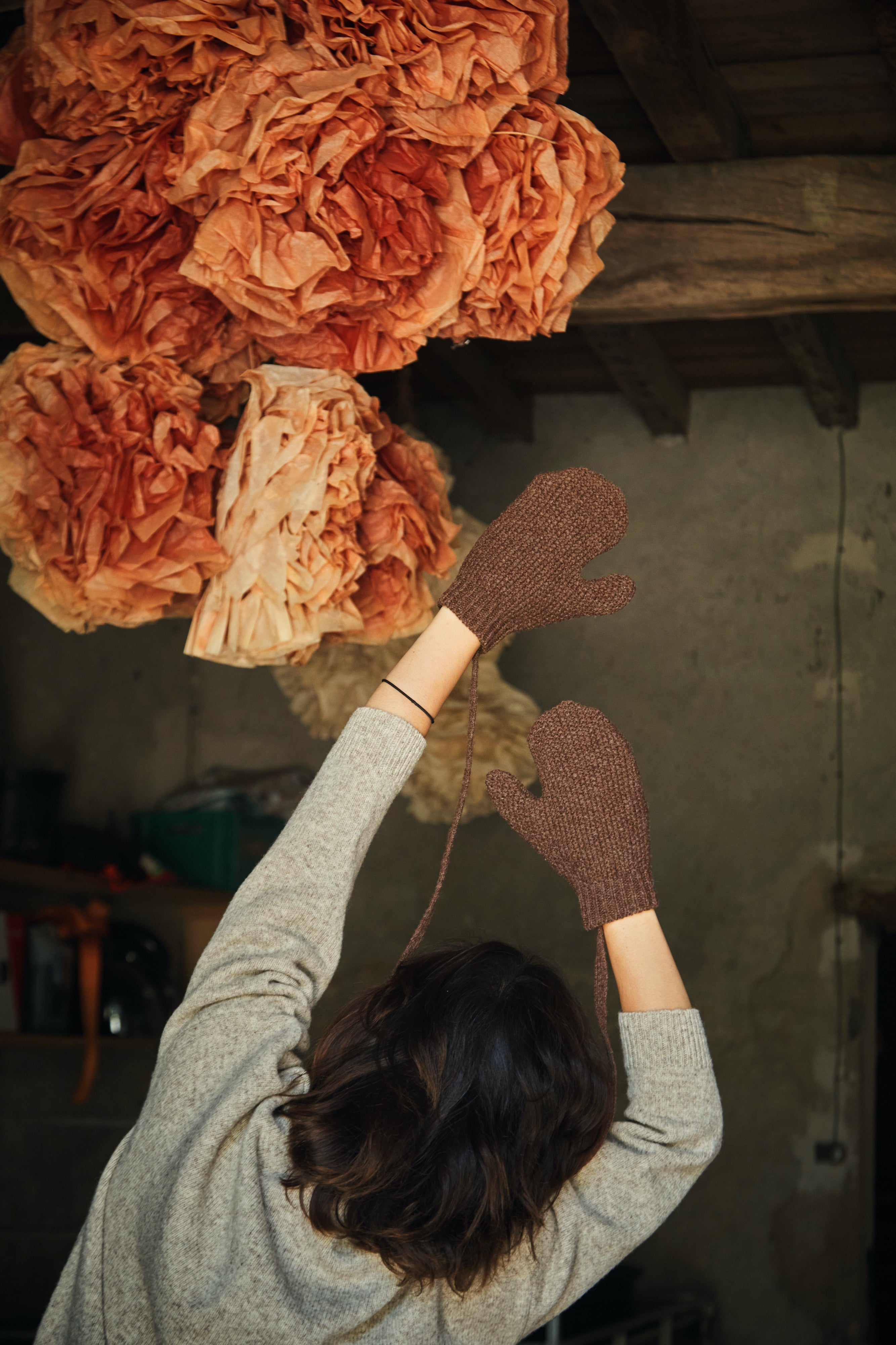 ELENA Wool Mittens - Chocolate (Delivered by Xmas)