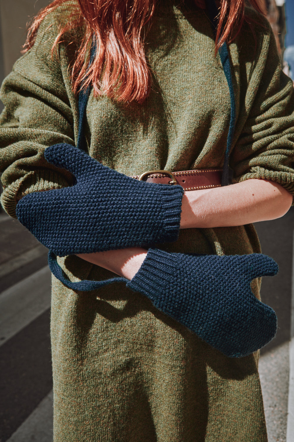 ELENA Wool Mittens - Navy