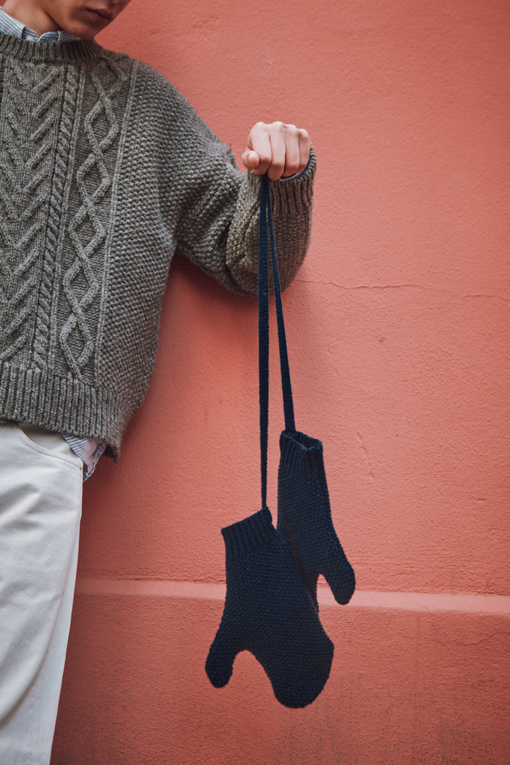 ELENA Wool Mittens - Navy