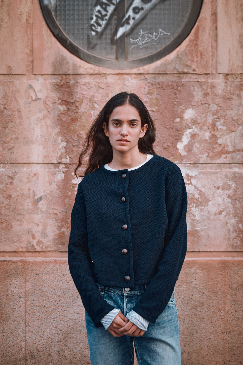 EMILIE Short Jacket in Organic Cotton - Navy