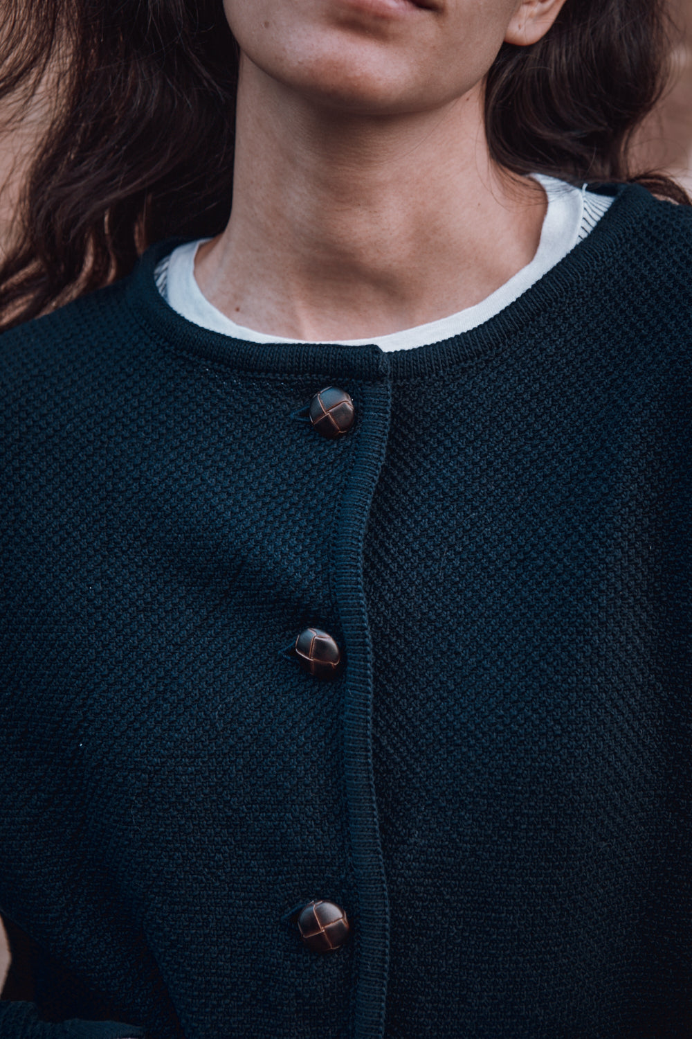 EMILIE Short Jacket in Organic Cotton - Navy