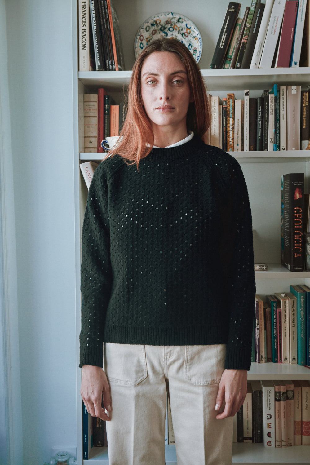 FLORENCE open weave sweater in black - 100% Cruelty Free Merino Wool - L'Envers
