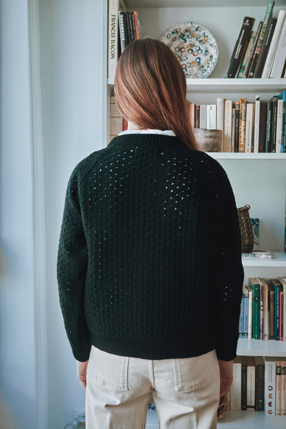 FLORENCE Open-Weave Sweater in Merino Wool - Black