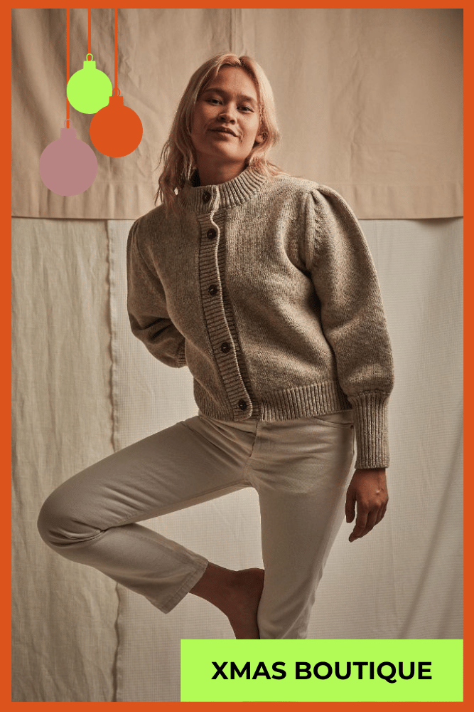 FRANCOISE cardigan - 100% Cruelty Free Merino in beige - L'Envers