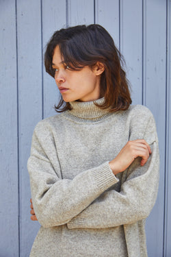 FREYA dress - 100% Cruelty Free Merino Wool in beige - Spanish Merino Wool dress  - L'Envers