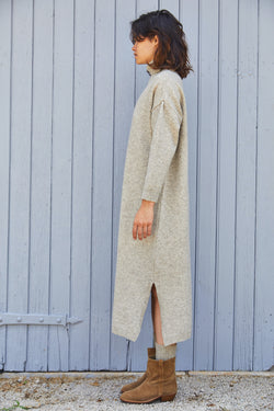 FREYA dress - 100% Cruelty Free Merino Wool in beige - Spanish Merino Wool dress  - L'Envers