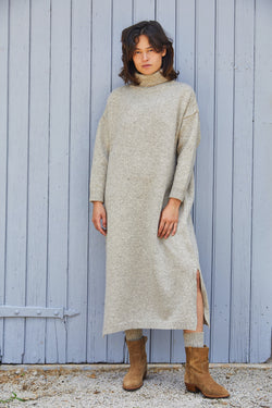 FREYA dress - 100% Cruelty Free Merino Wool in beige - Spanish Merino Wool dress  - L'Envers