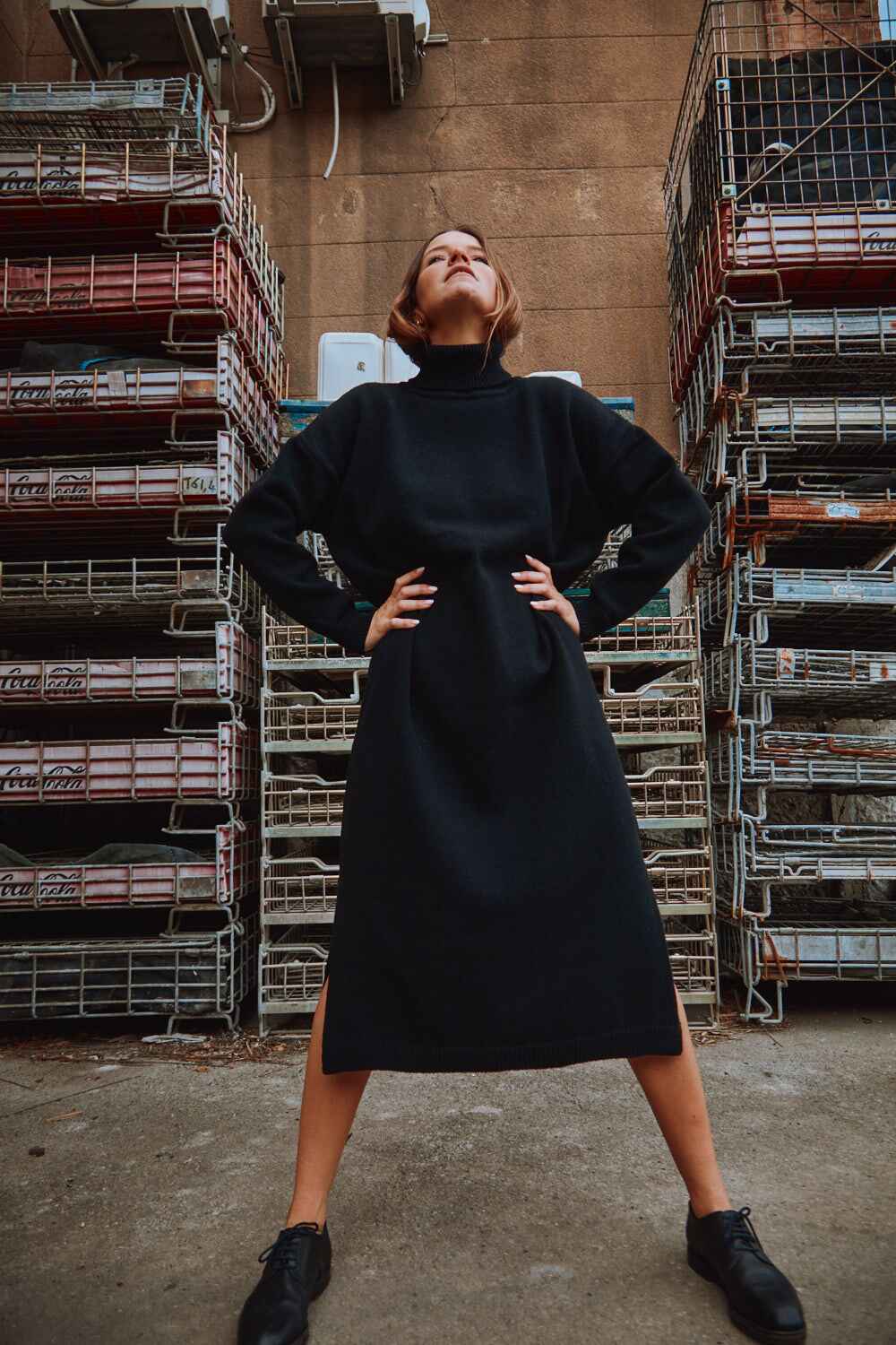 Skyscraper merino wool sweater dress on sale