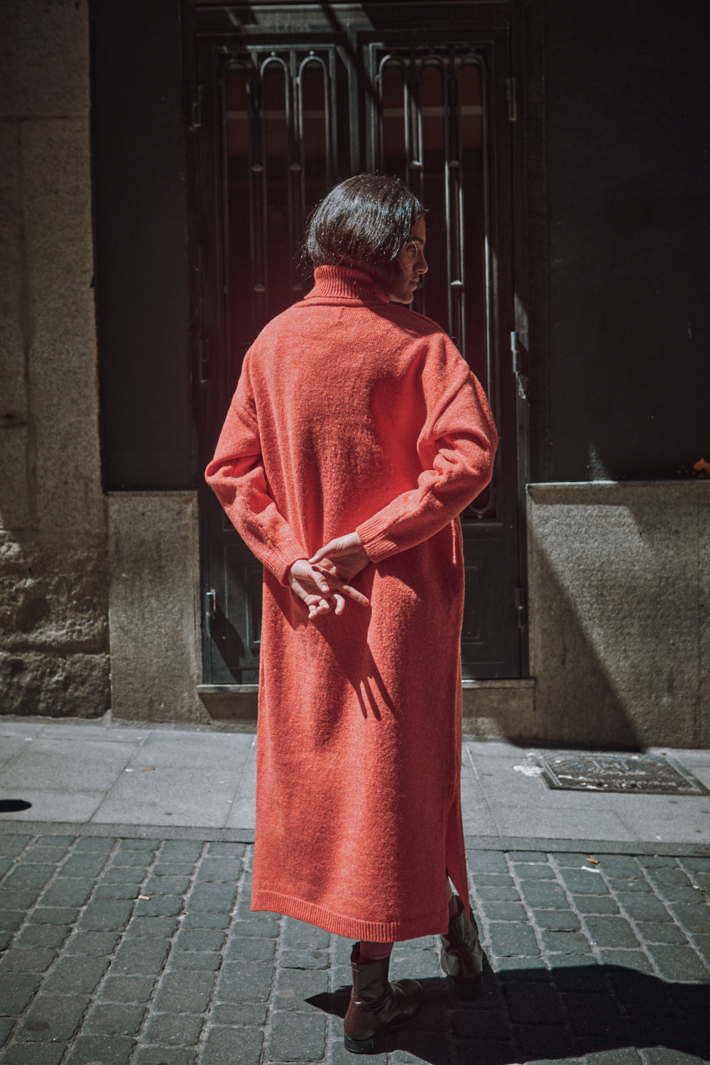 FREYA Knit Dress in Merino Wool - Coral