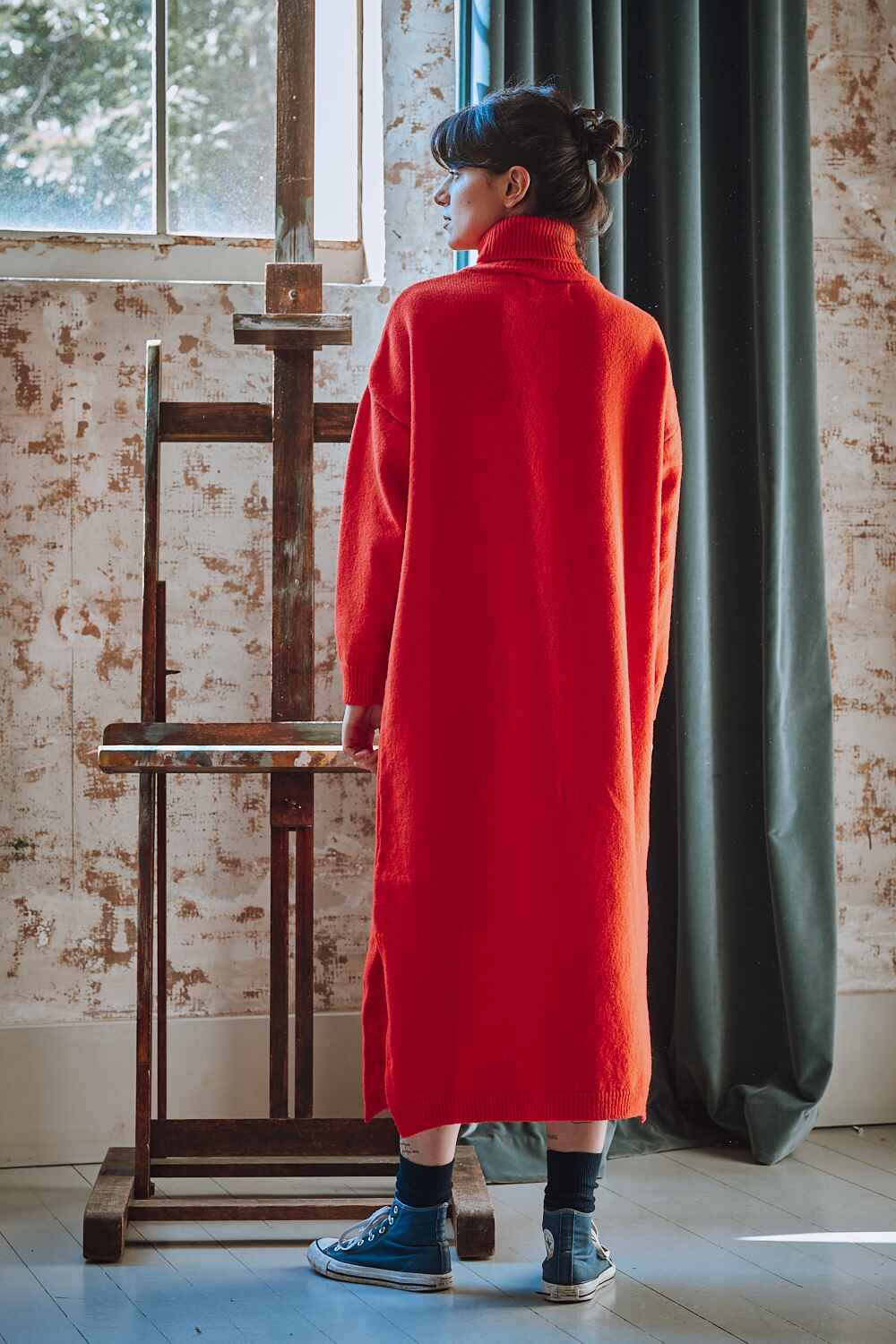 FREYA Knit Dress in Merino Wool Red
