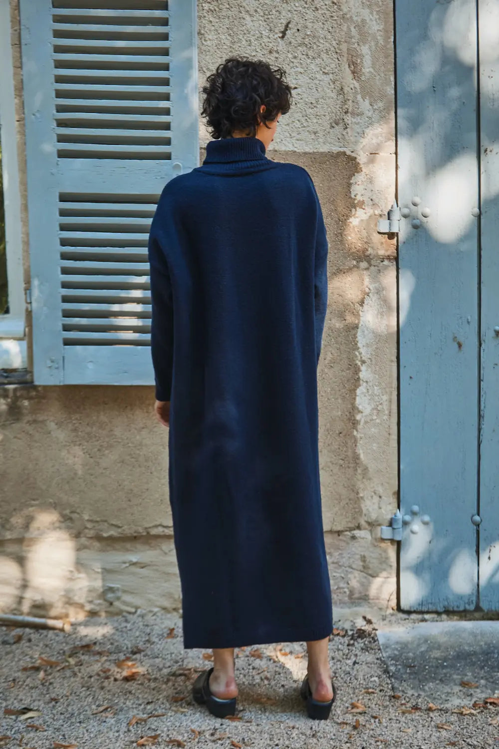 FREYA Robe en laine mérinos - Bleu marine