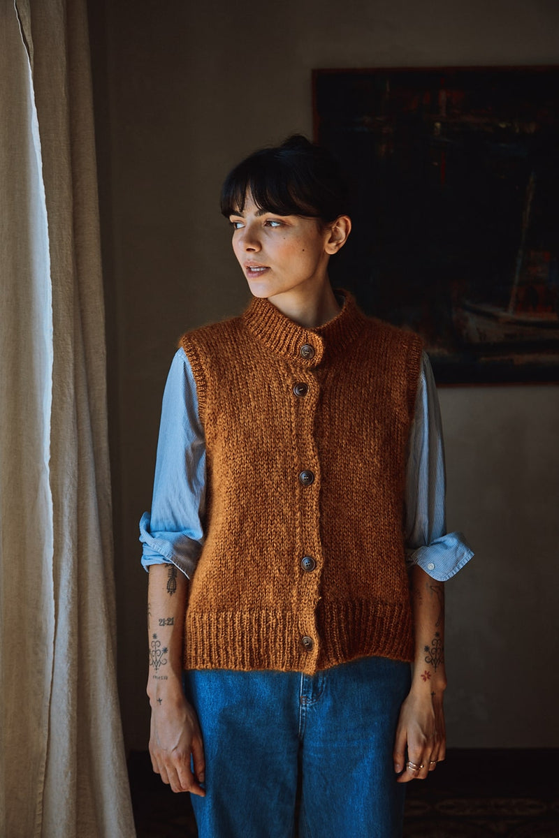 Frida Cardigan Mohair Silk Amber L'Envers