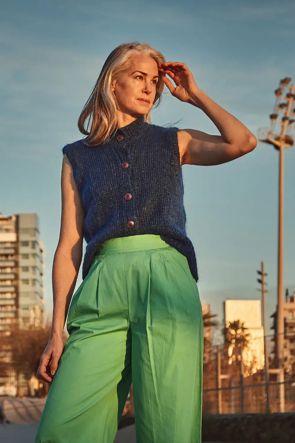 FRIDA Sleeveless Cardigan in Mohair and Silk - Midnight Blue