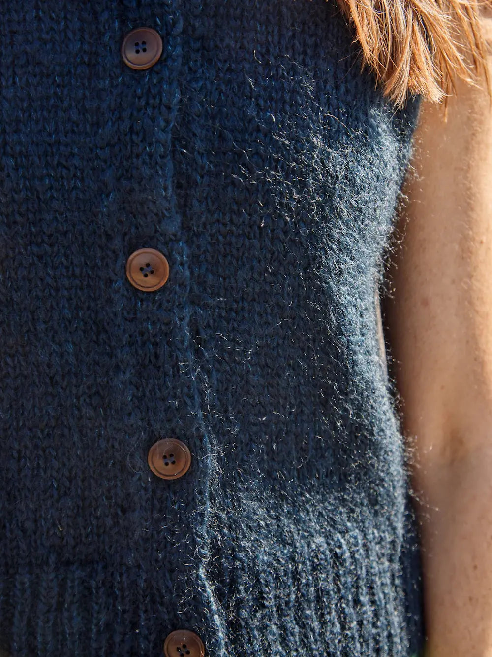 FRIDA Sleeveless Cardigan in Mohair and Silk - Midnight Blue