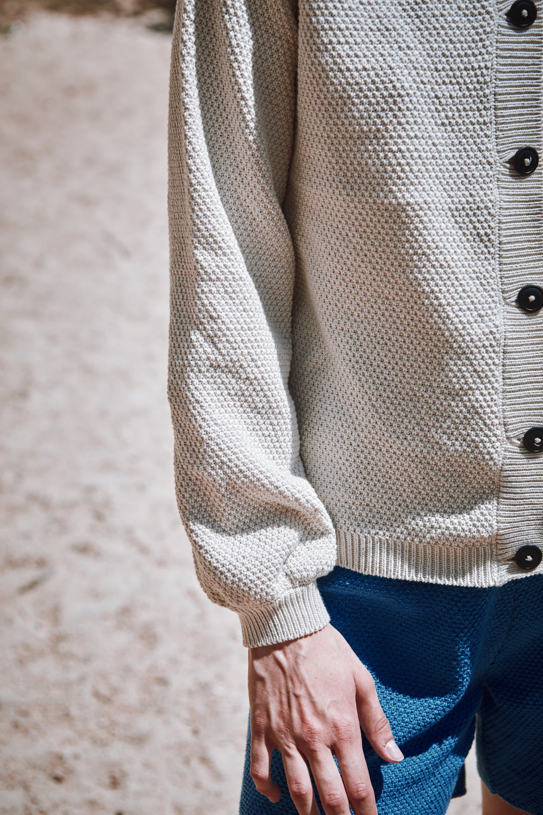 GABY Balloon-Sleeve Cardigan in Organic Cotton - Off-white