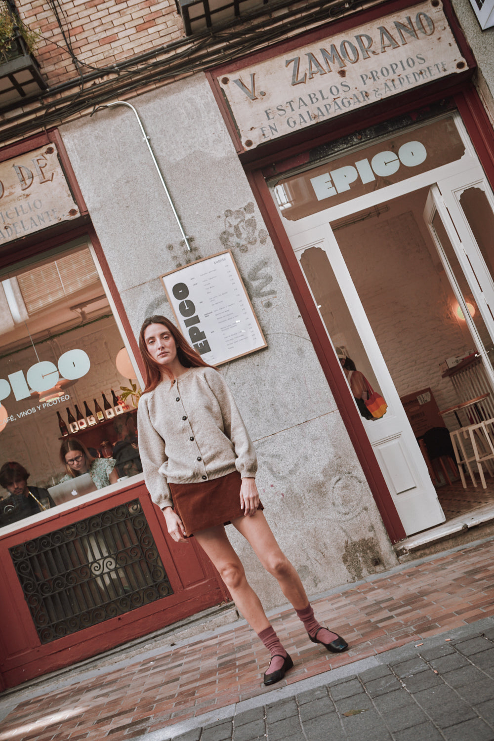 GABY Balloon-Sleeve Cardigan in Merino Wool - Beige