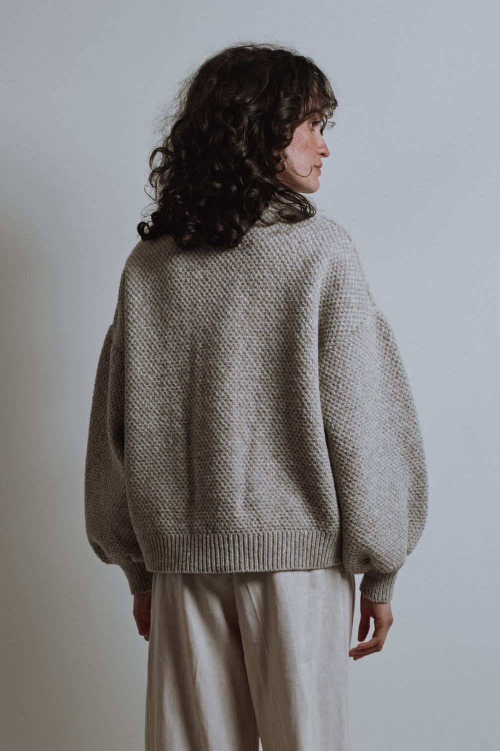 GEORGE High-Neck Jacket in Merino Wool - Beige