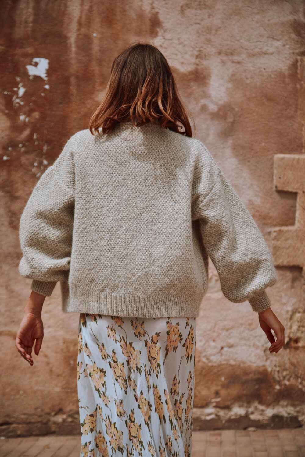 GEORGE High-Neck Cardigan Jacket in Merino-Mohair Wool - Beige. 100% sustainable knitwear - L'envers 