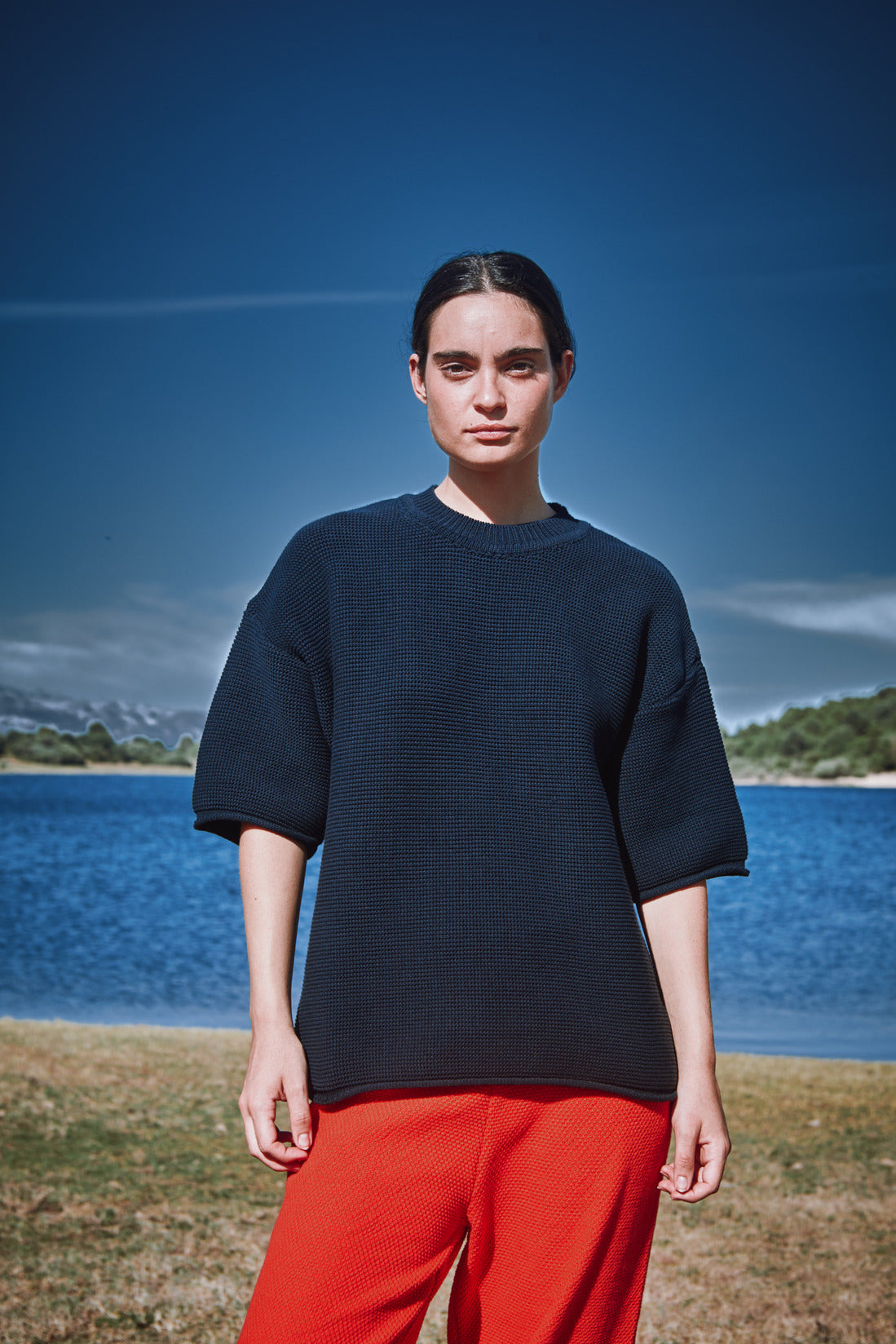GERALDINE Oversize Tee in Organic Cotton - Navy