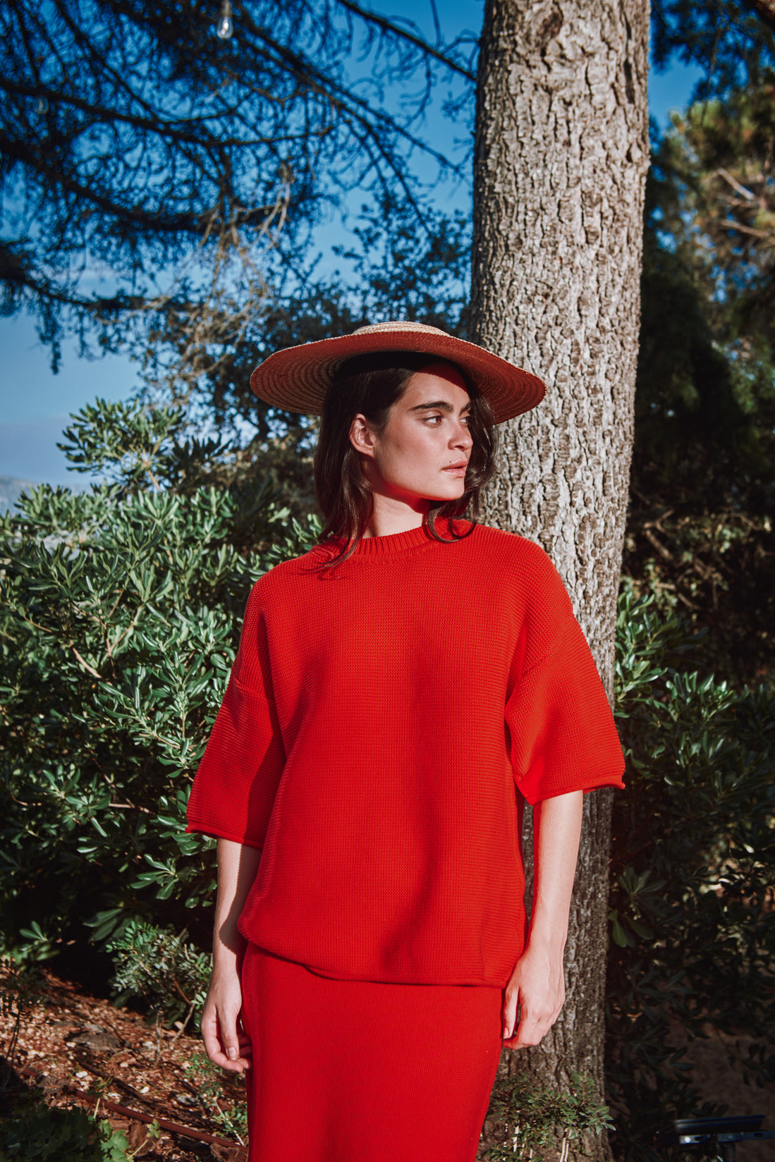 GERALDINE Oversize Tee in Organic Cotton - Red - L'ENVERS