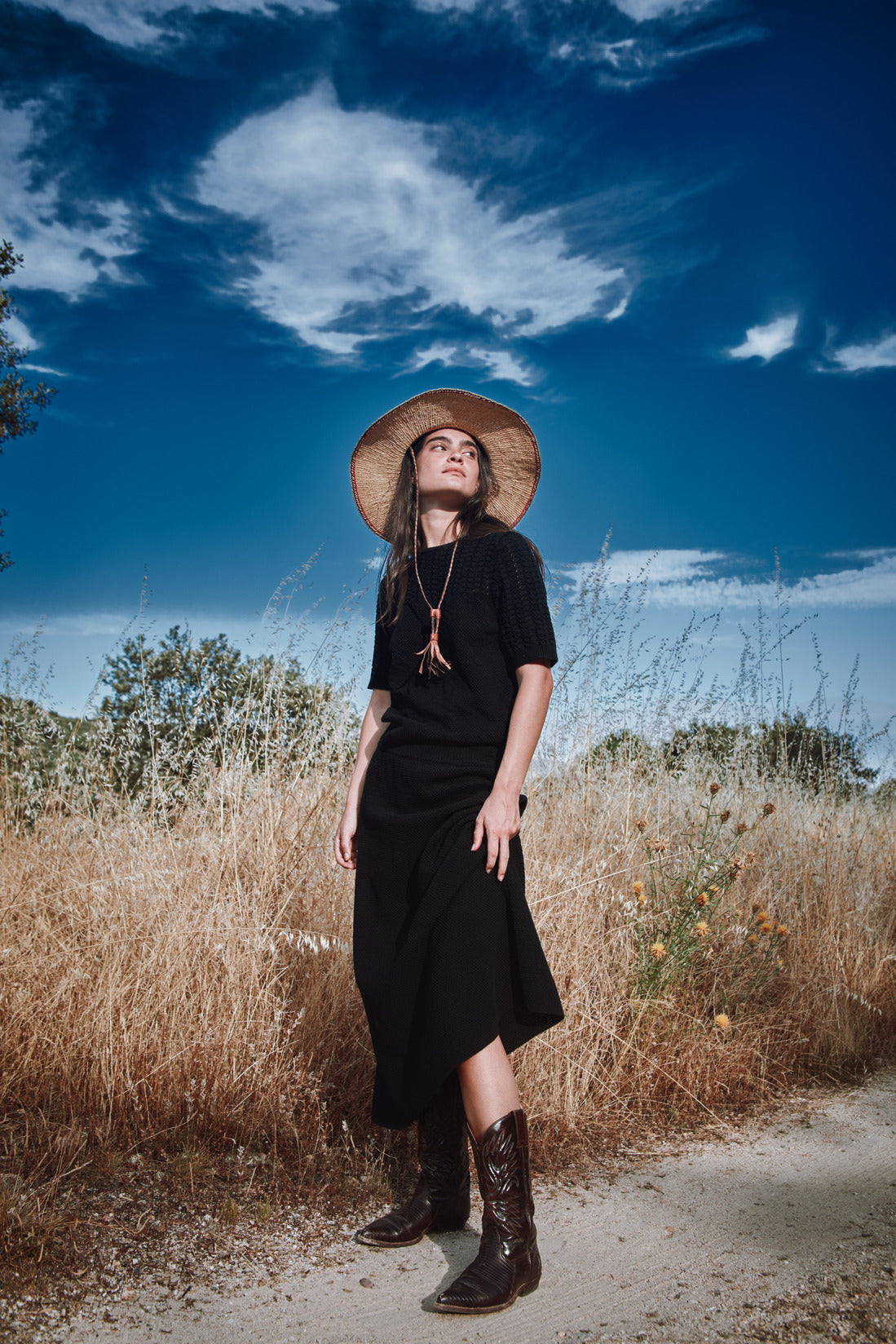 GILDA Long Skirt in Organic Cotton - Black