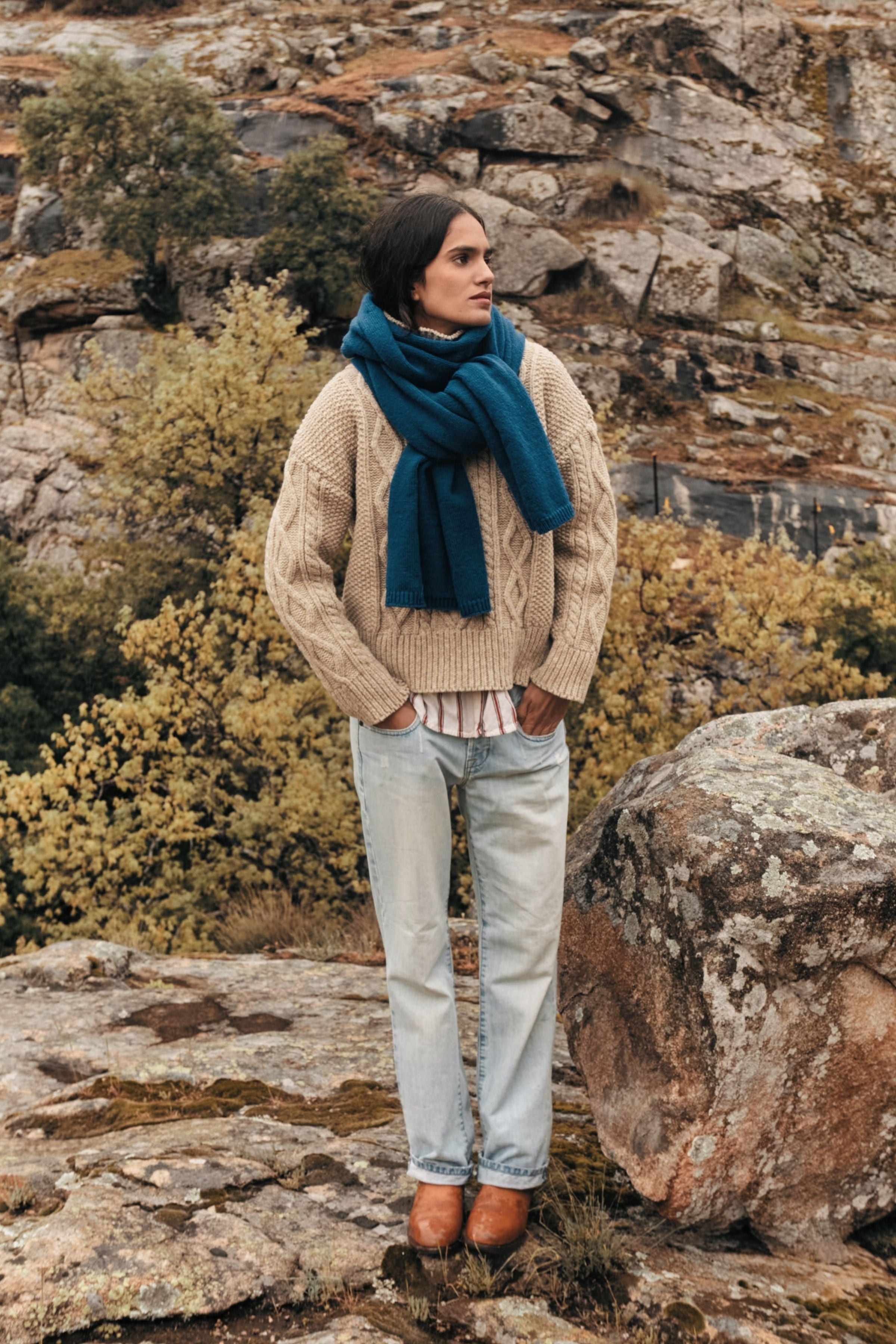 GWENAELLE Pull irlandais en laine mérinos - Beige