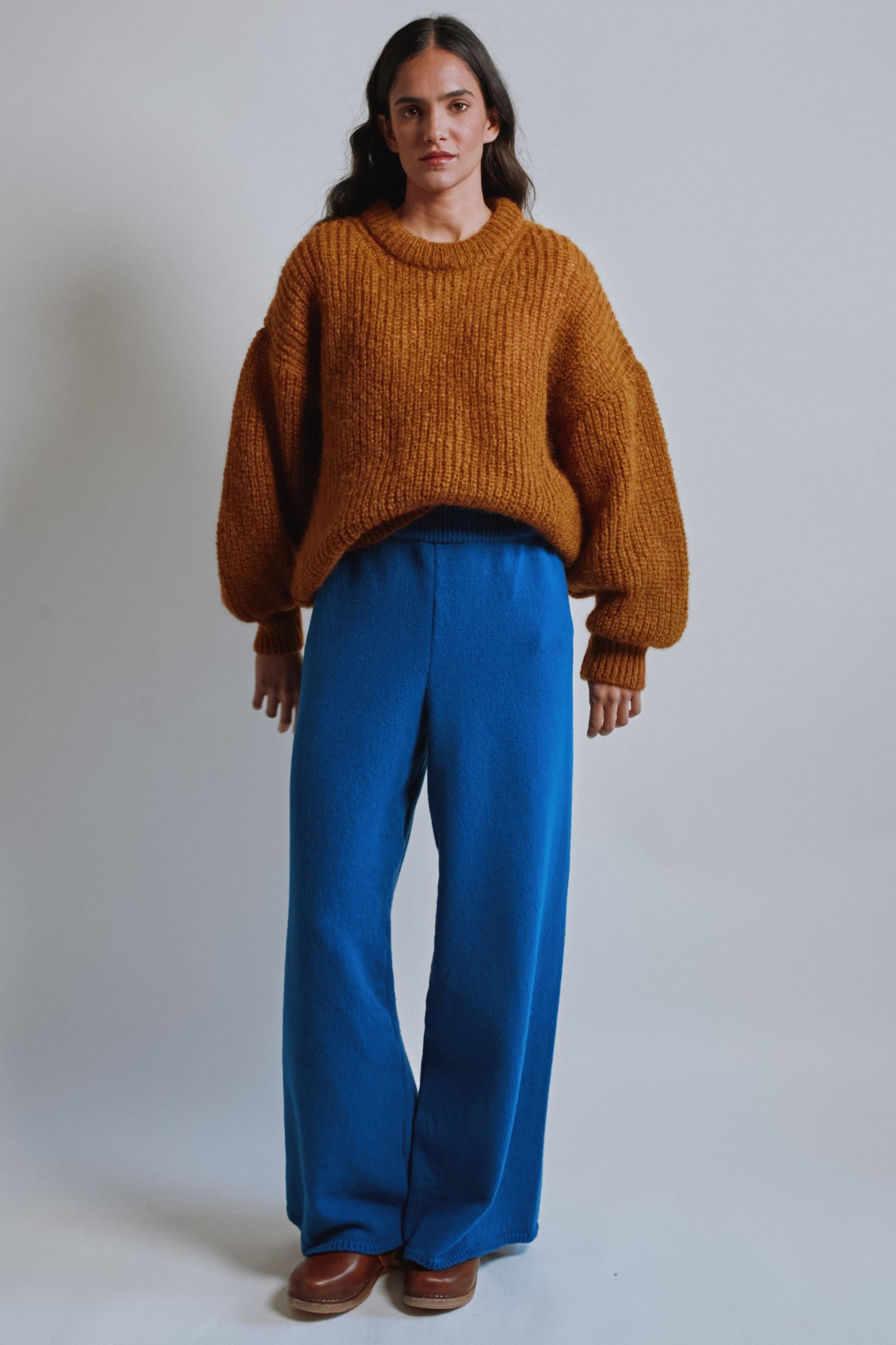 HELENE Knit Pants in Merino Wool - Cobalt Blue