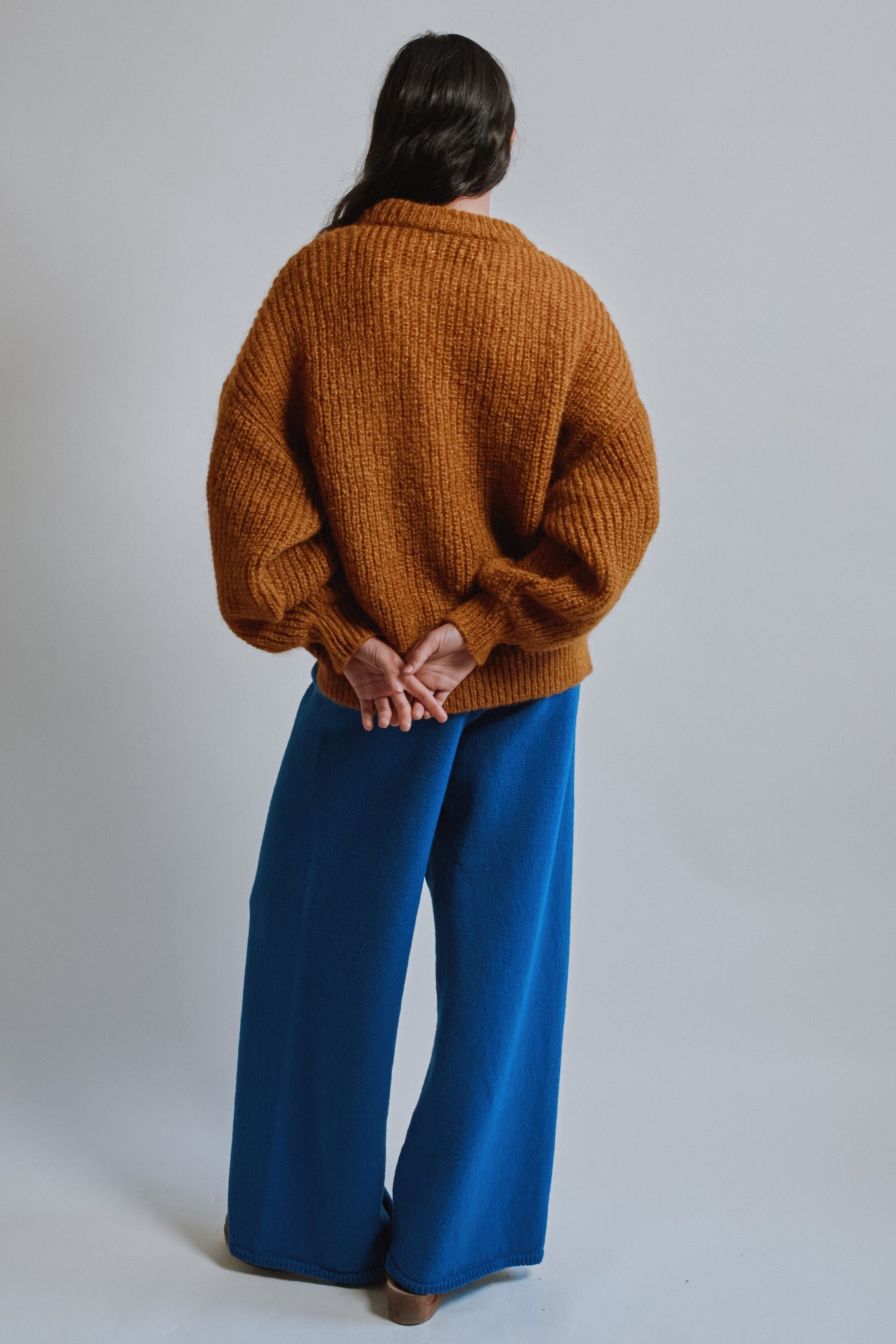 HELENE Knit Pants in Merino Wool - Cobalt Blue
