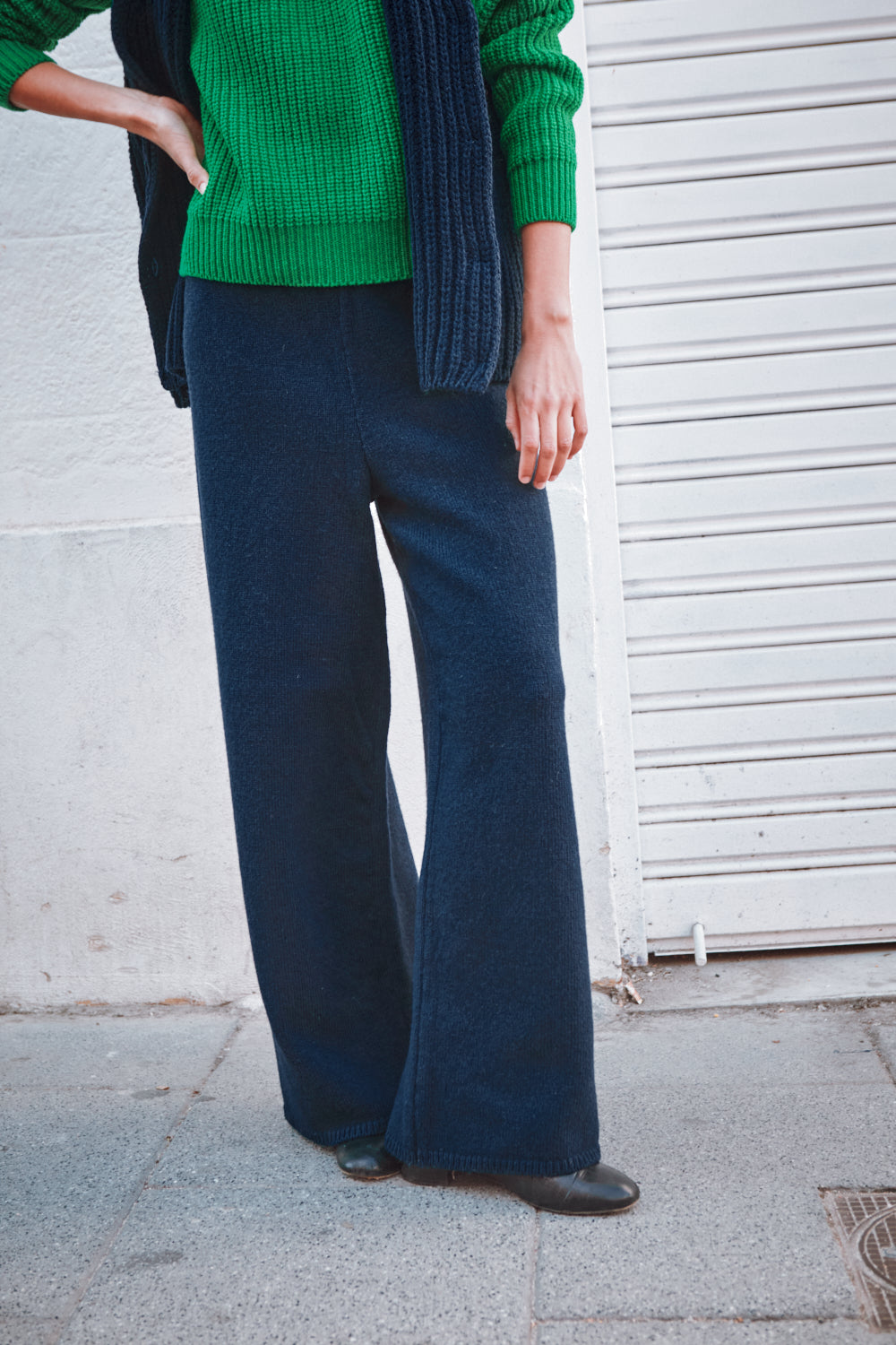 HELENE Knit Pants in Merino Wool - Navy