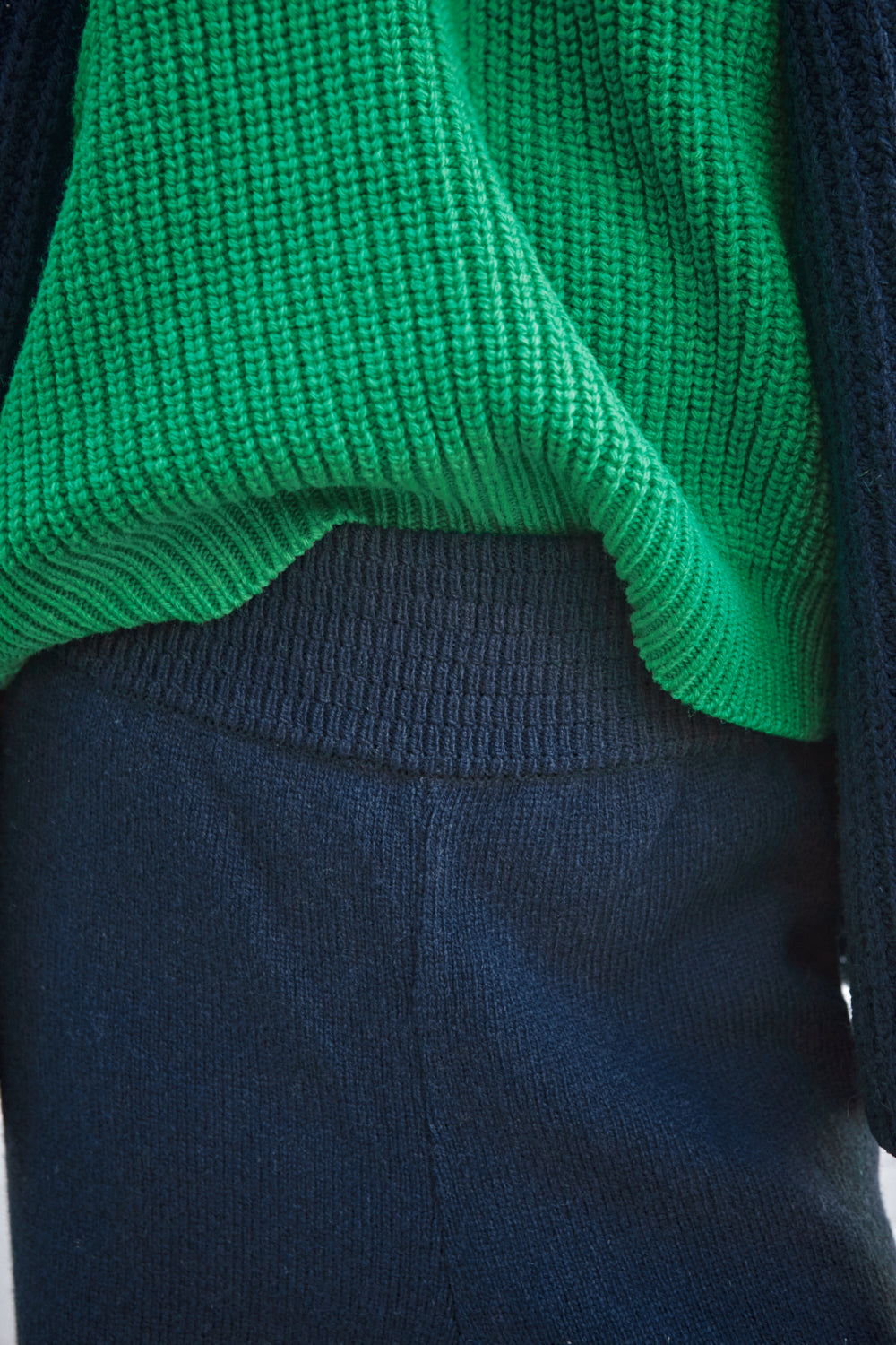 HELENE Knit Pants in Merino Wool - Navy - L'Envers