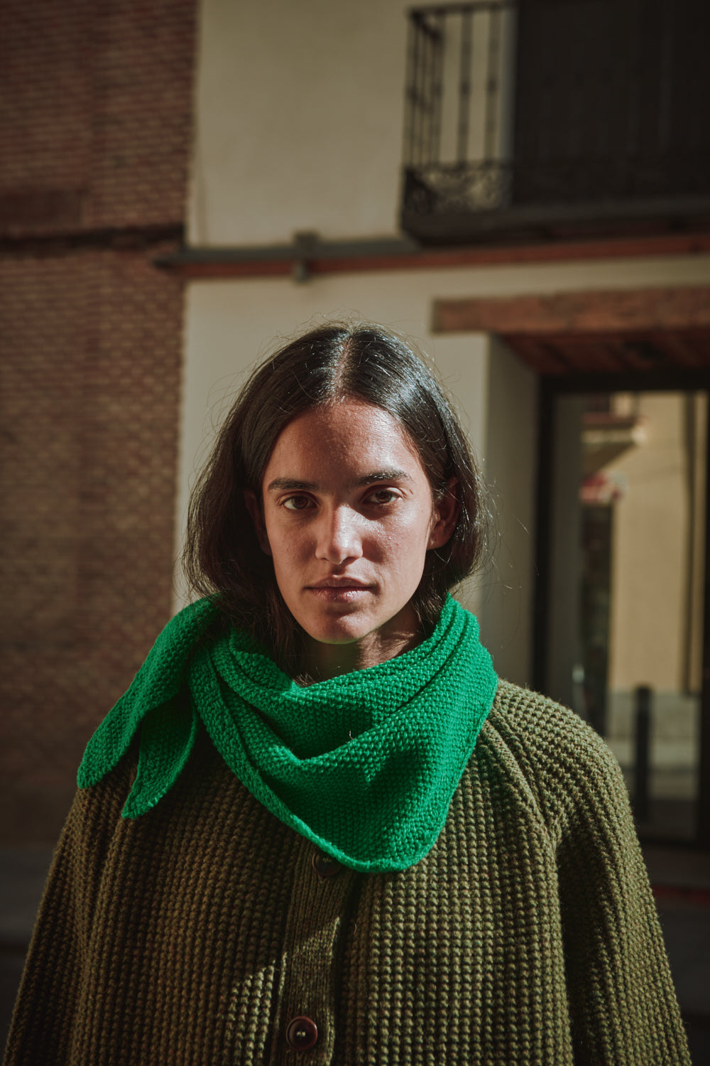 HORTENSE Bandana in Merino Wool - Parrot Green