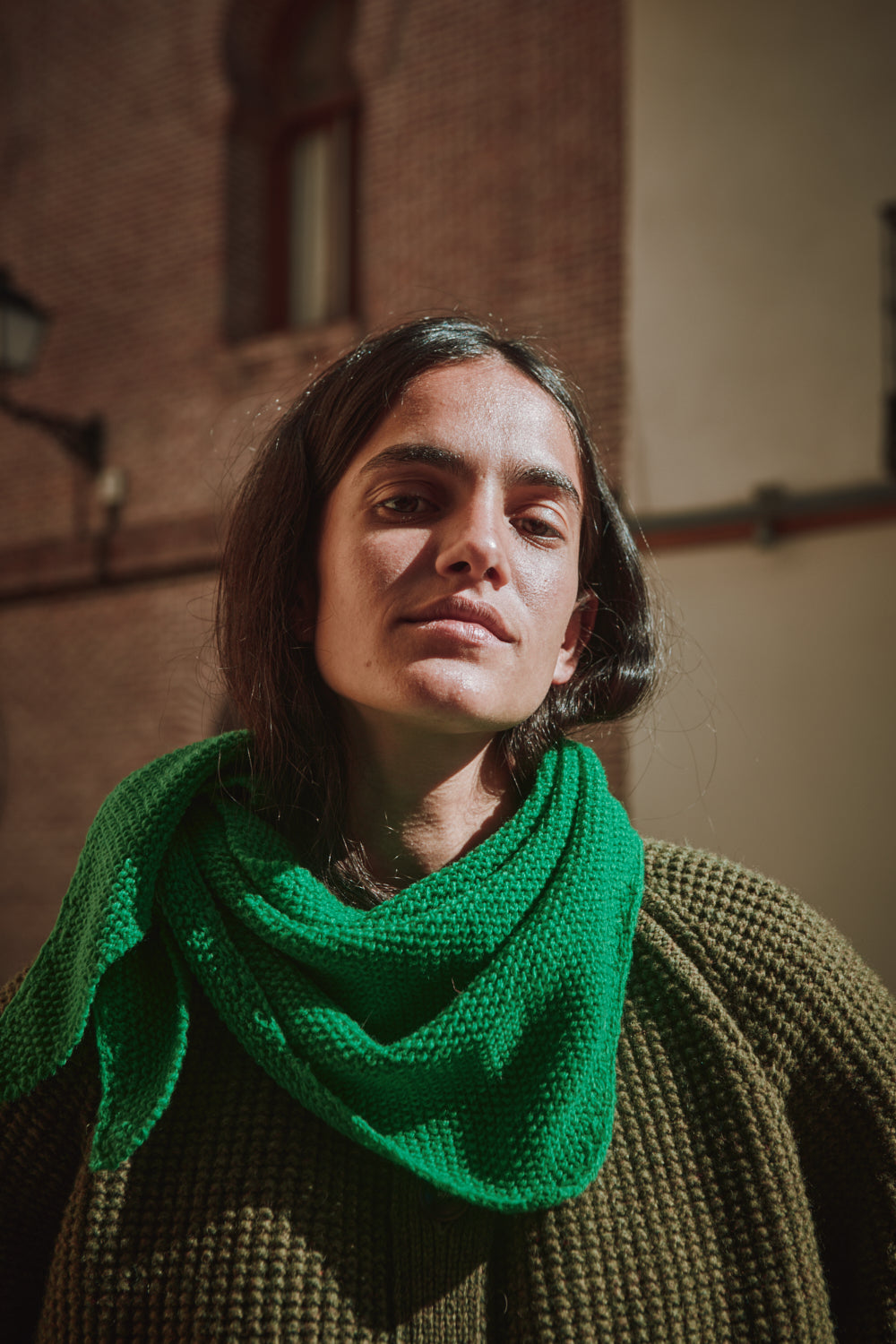 HORTENSE Bandana in Merino Wool - Parrot Green