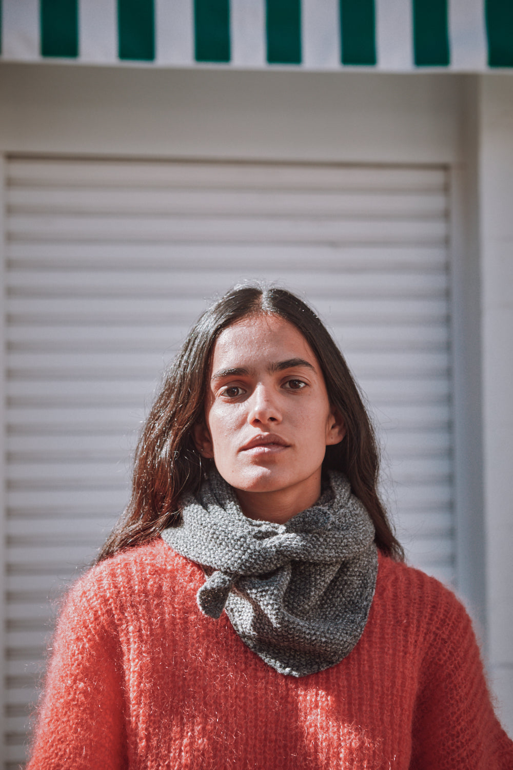 HORTENSE Wool scarf- 100% Spanish Merino Wool - L'Envers - Ash grey
