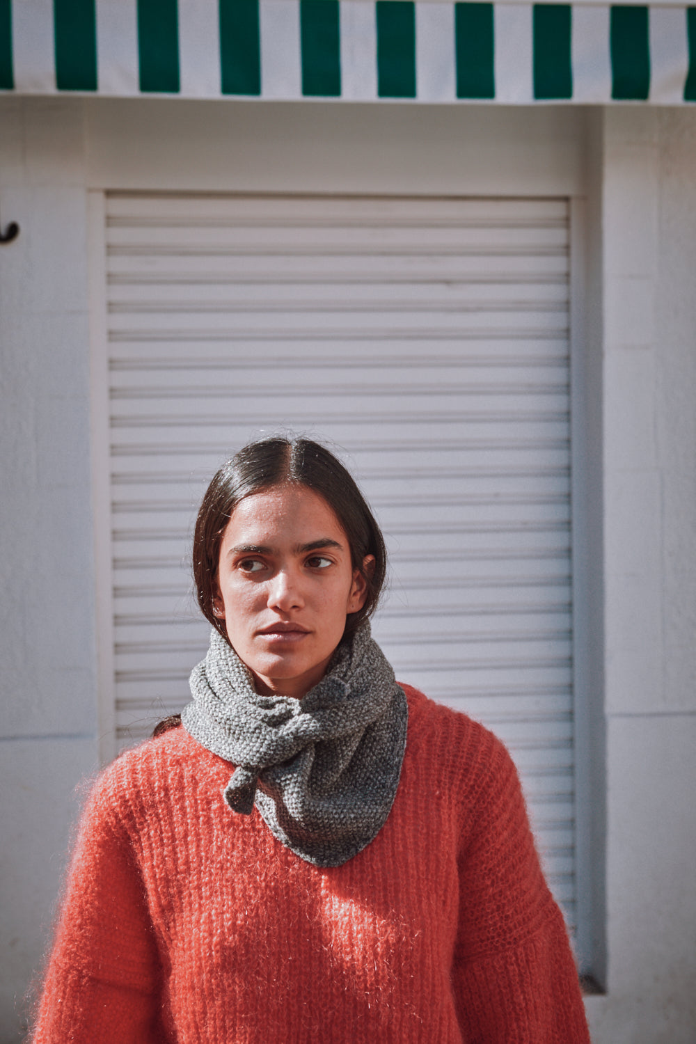 HORTENSE Wool scarf- 100% Spanish Merino Wool - L'Envers - Ash grey