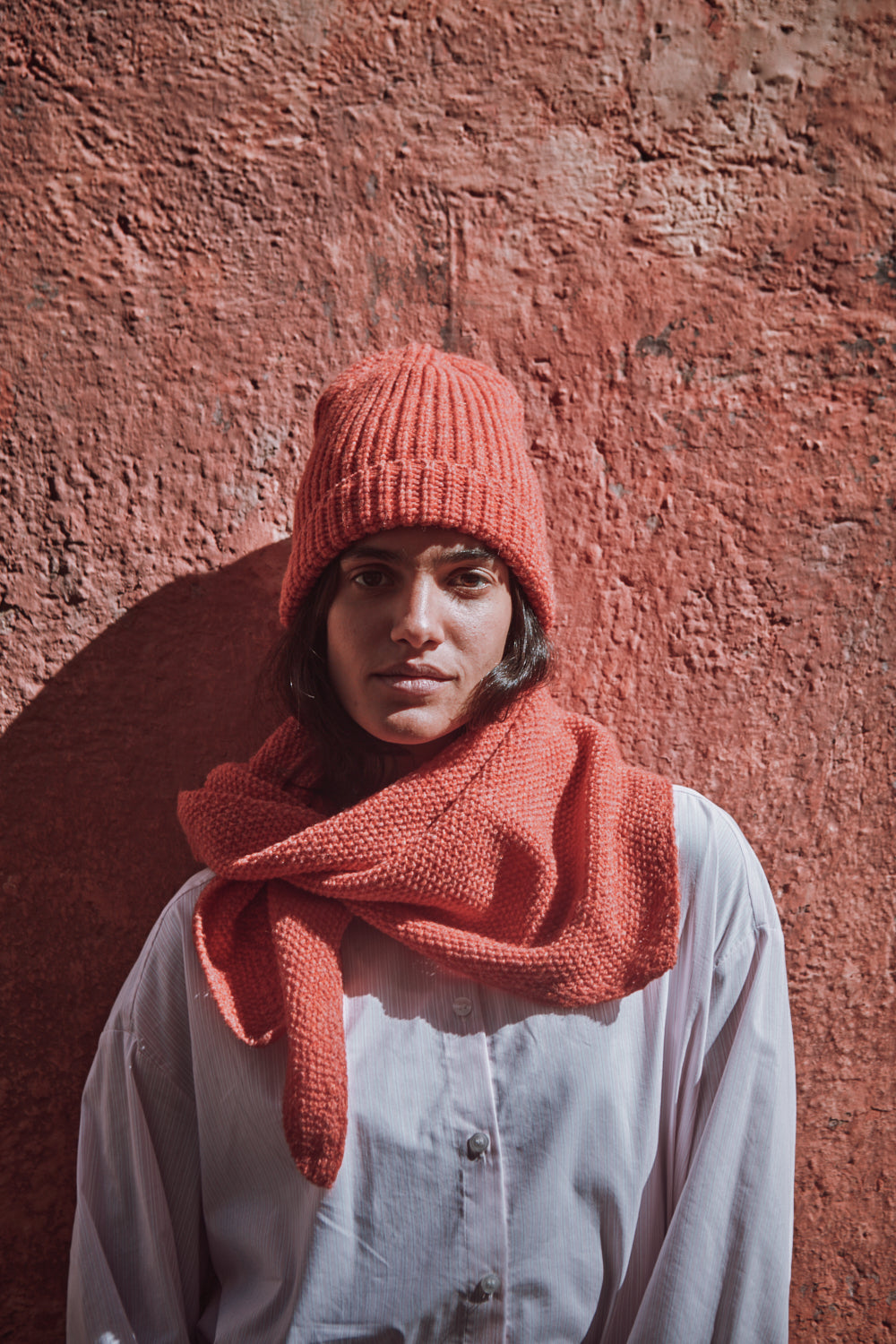 PAUL Beanie in Merino Wool - Coral