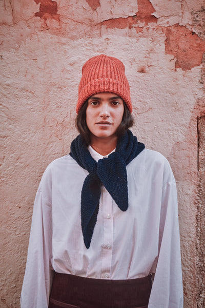 Navy Wool Bandana - Hortense | L'Envers Fashion