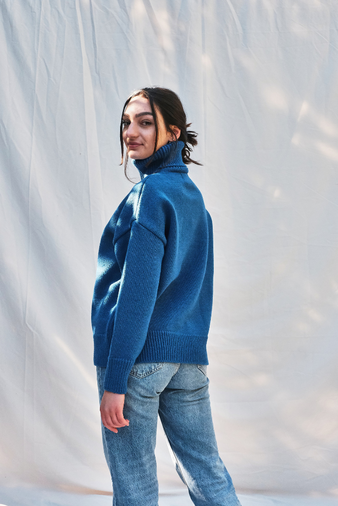 Item #155 - THÉRÈSE Sweater in Merino Wool - Cobalt Blue