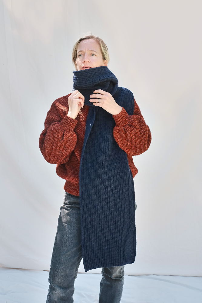 Item #180 - CAMILLE Wool Scarf - Navy